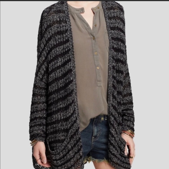 Free People Sweaters - Free People Last Night Black & Gray Cardigan